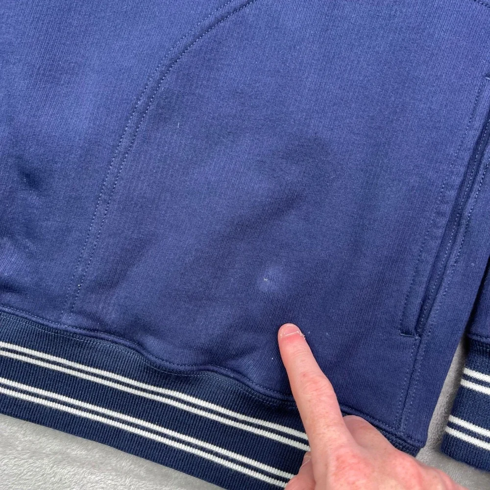 J.Crew Quarter-Zip Pullover Mens Large Navy‎ Blue Striped Trim Cotton Sportswear